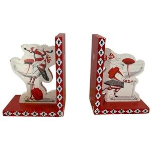 Olivia Pig Scooter Wooden Book Ends Pair Wink Inc